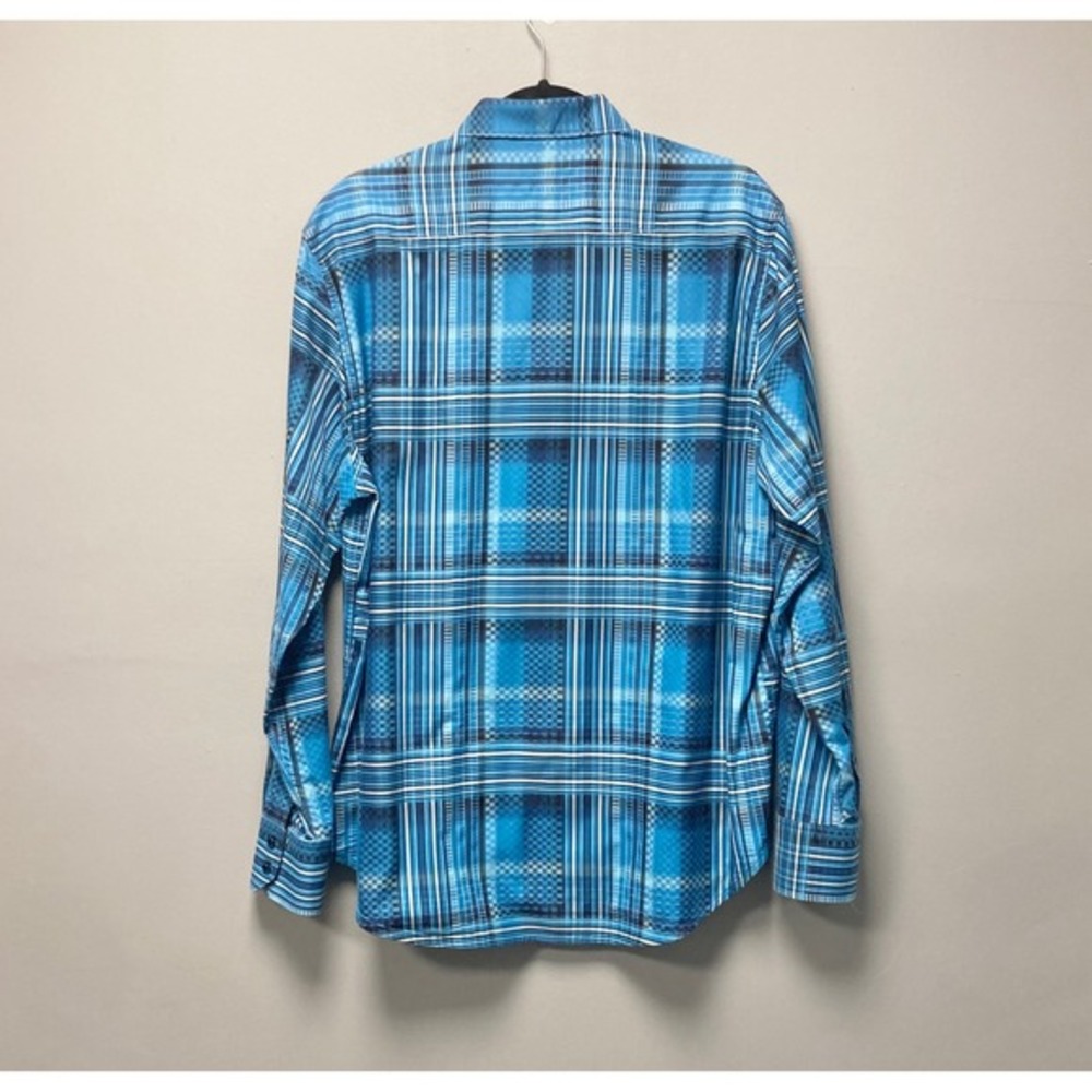 Robert Graham Mens Blue Plaid‎ Long Sleeve Button Down Shirt Classic Fit Large - Picture 3 of 9